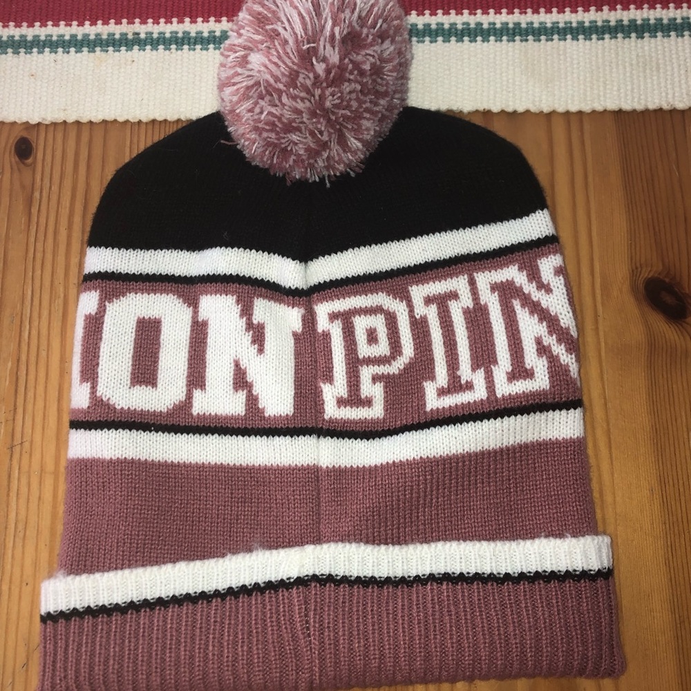 PINK brand puff ball hat